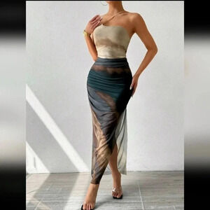 Women Gradient One-Shoulder Bag Hip Dress